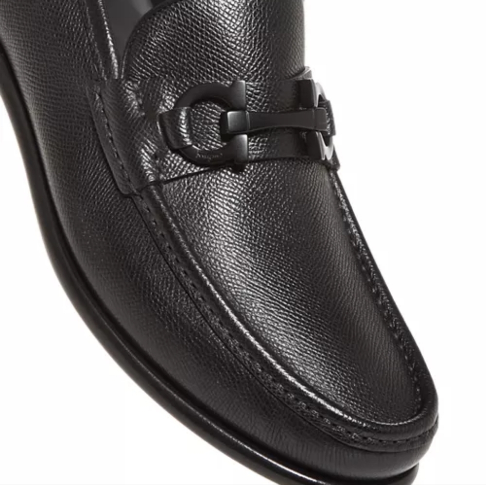 Ferragamo Men's Gancini Crown Bit Leather Loafers - Picture 3 of 16